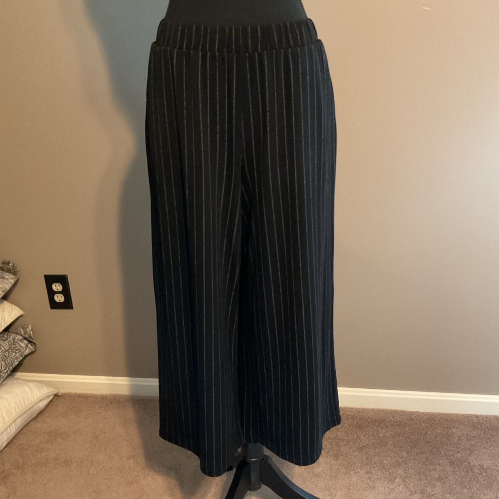 Banana Republic Black Pinstripe Wide Leg Pants